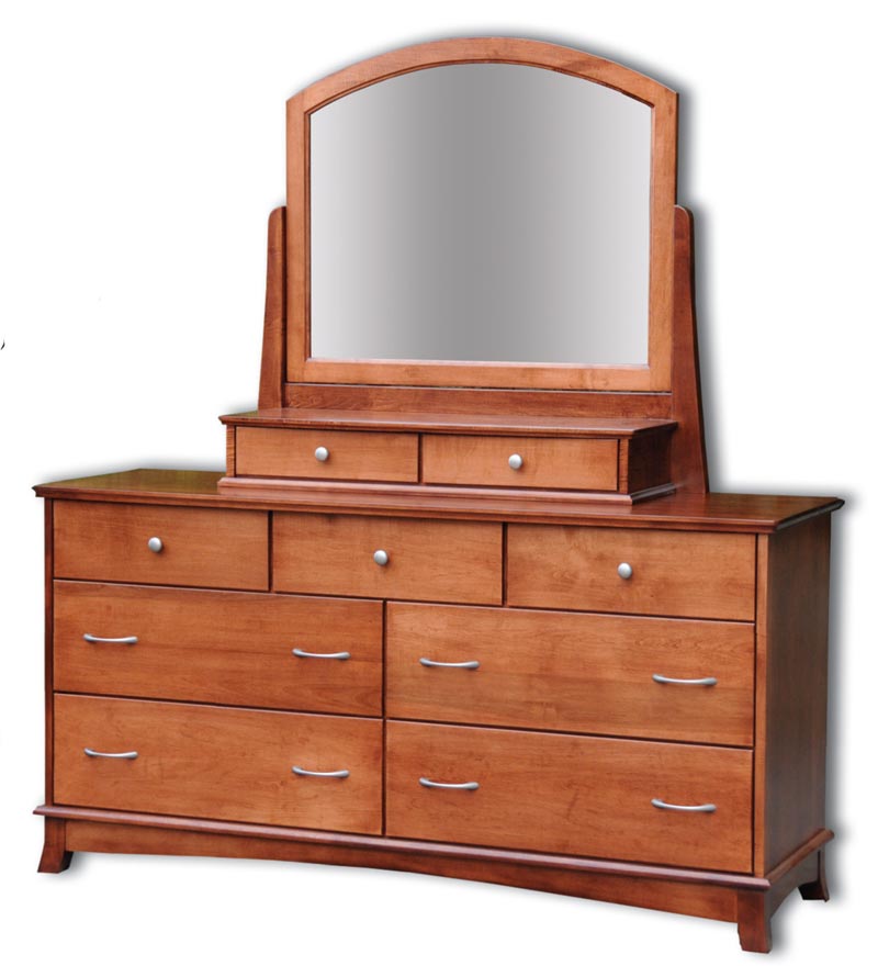 Crescent 66" Dresser with Mirror and Two Drawer Velvet Lined Jewelry Box.  Mirror and Jewelry box sold separately