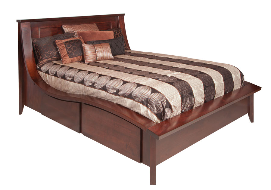 Kingsley Wave Bed Shown in Maple Wood with OCS-227 Rich Cherry Finish .