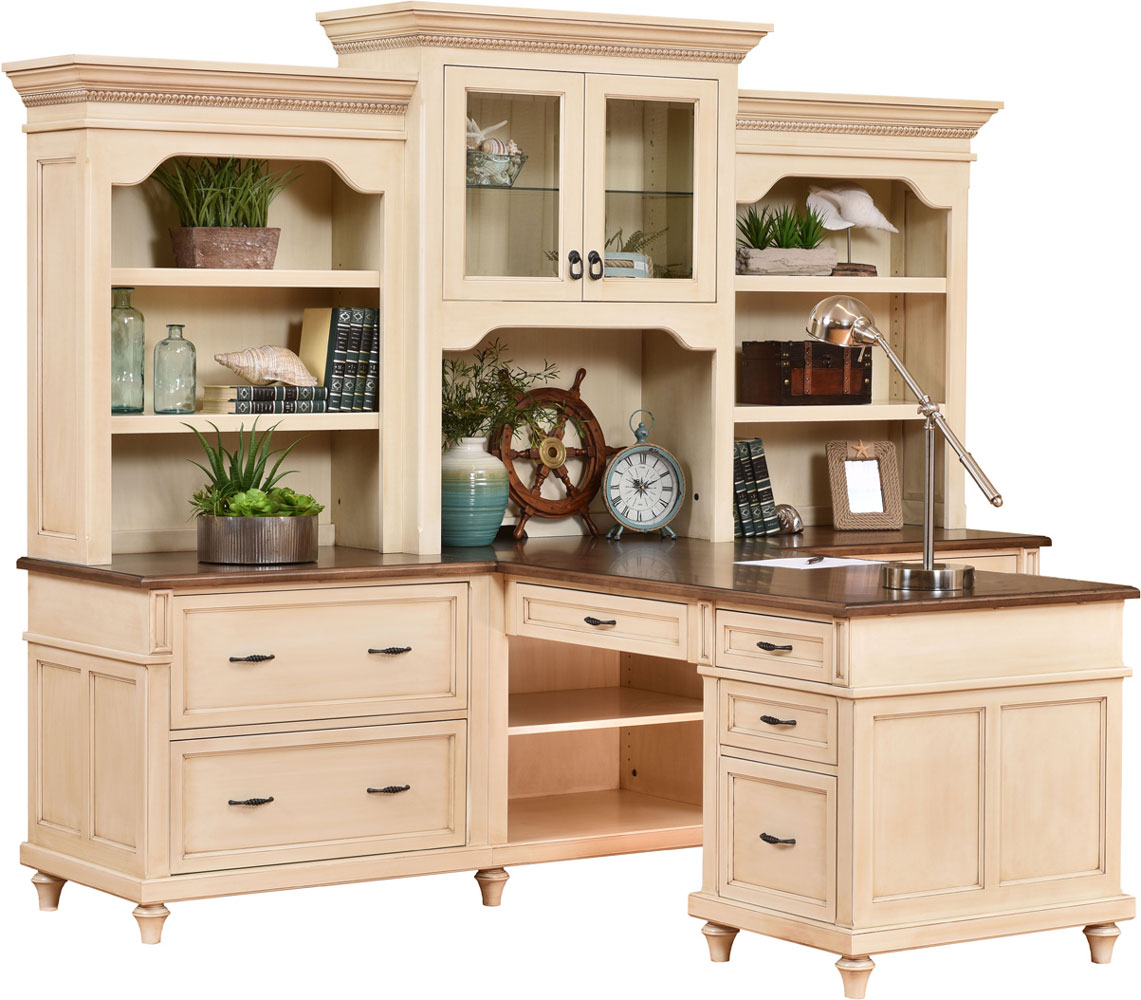 Bridgeport Series Partner Desk and Three Piece Hutch