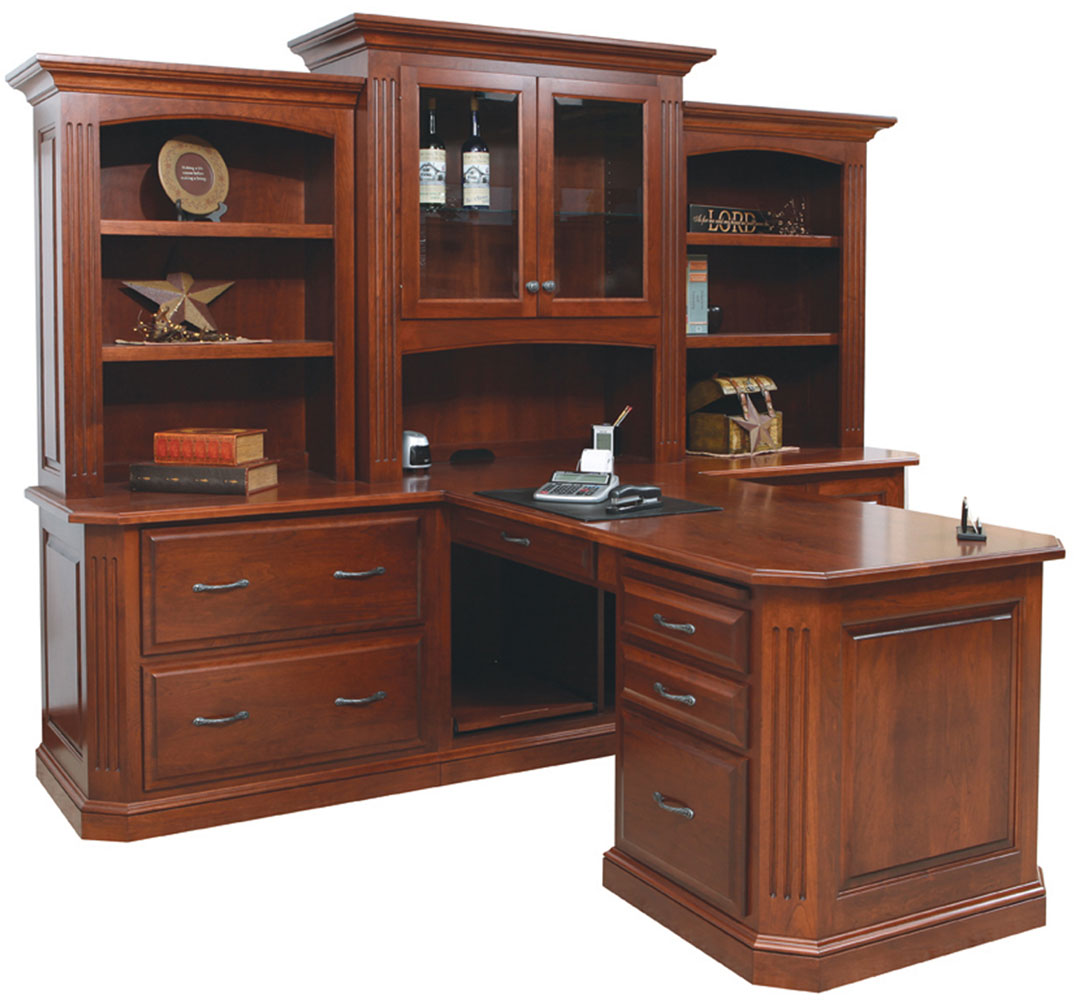 Buckingham Series Partner Desk and Three Piece Hutch