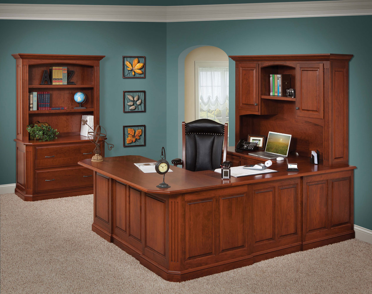 Buckingham Series Partner Desk And Three Piece Hutch Ohio