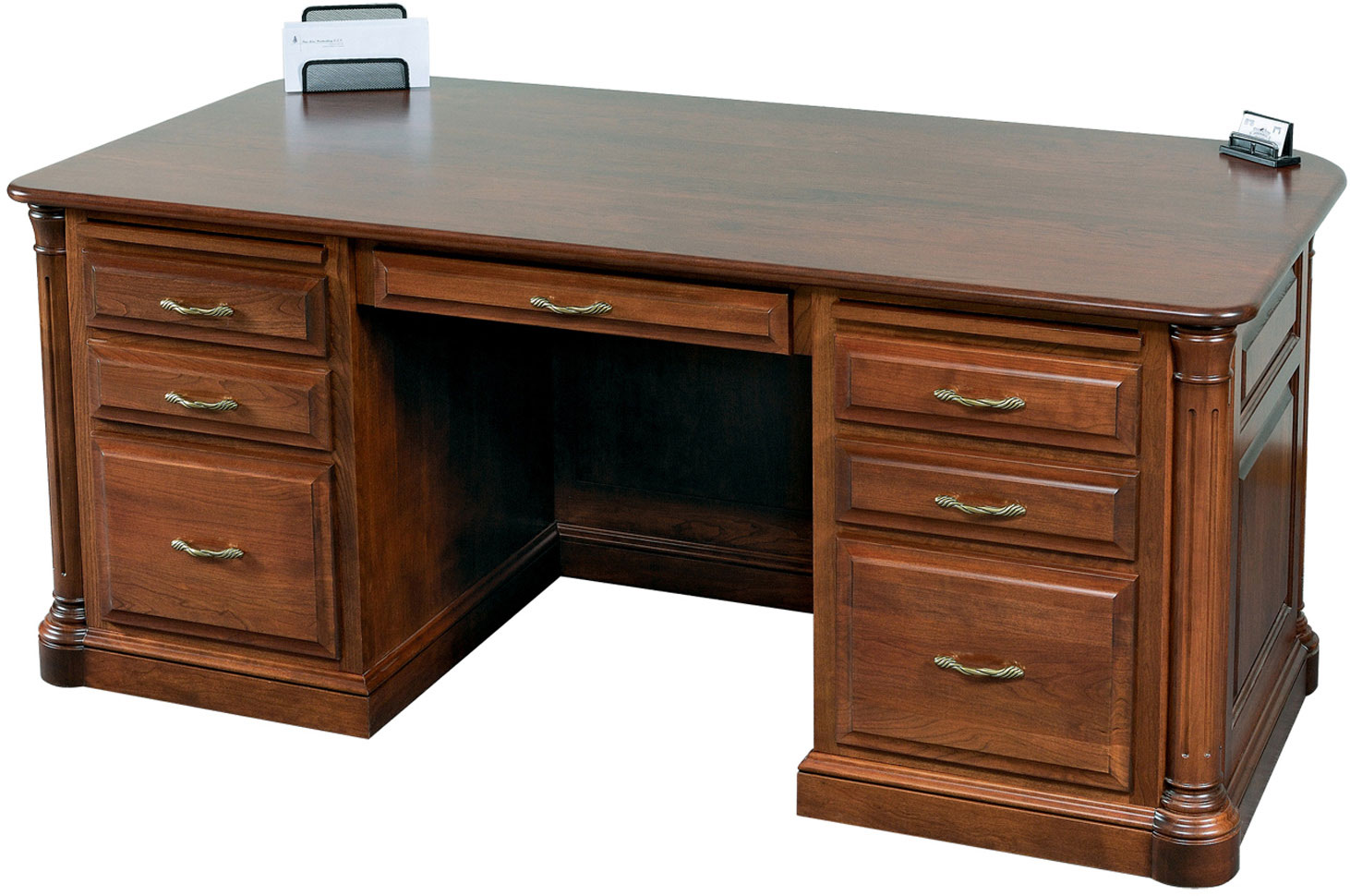 Jefferson Series Executive Desk shown in Cherry with FC 9090 Chocolate Spice Stain .