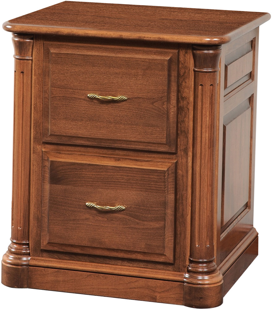 Jefferson Series Two Drawer File shown in Cherry with FC 9090 Chocolate Spice Stain .