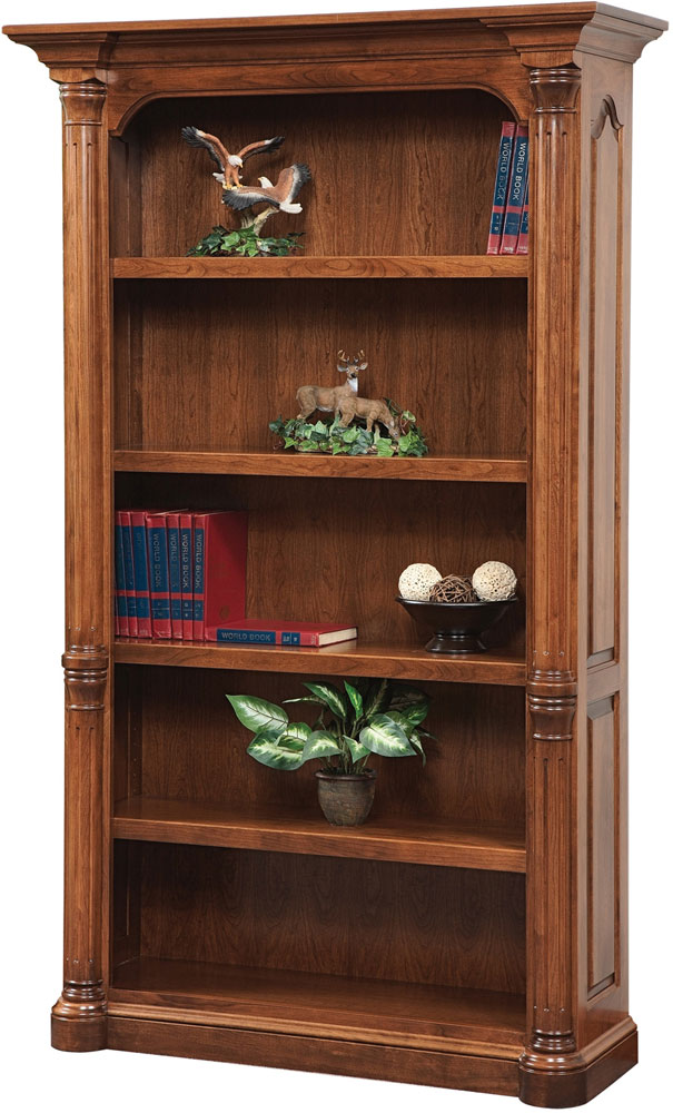 Jefferson Series Bookcase shown in Cherry with FC 9090 Chocolate Spice Stain .