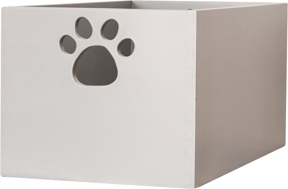 Large Pumice Gray Pet Toy Box with Paw Print