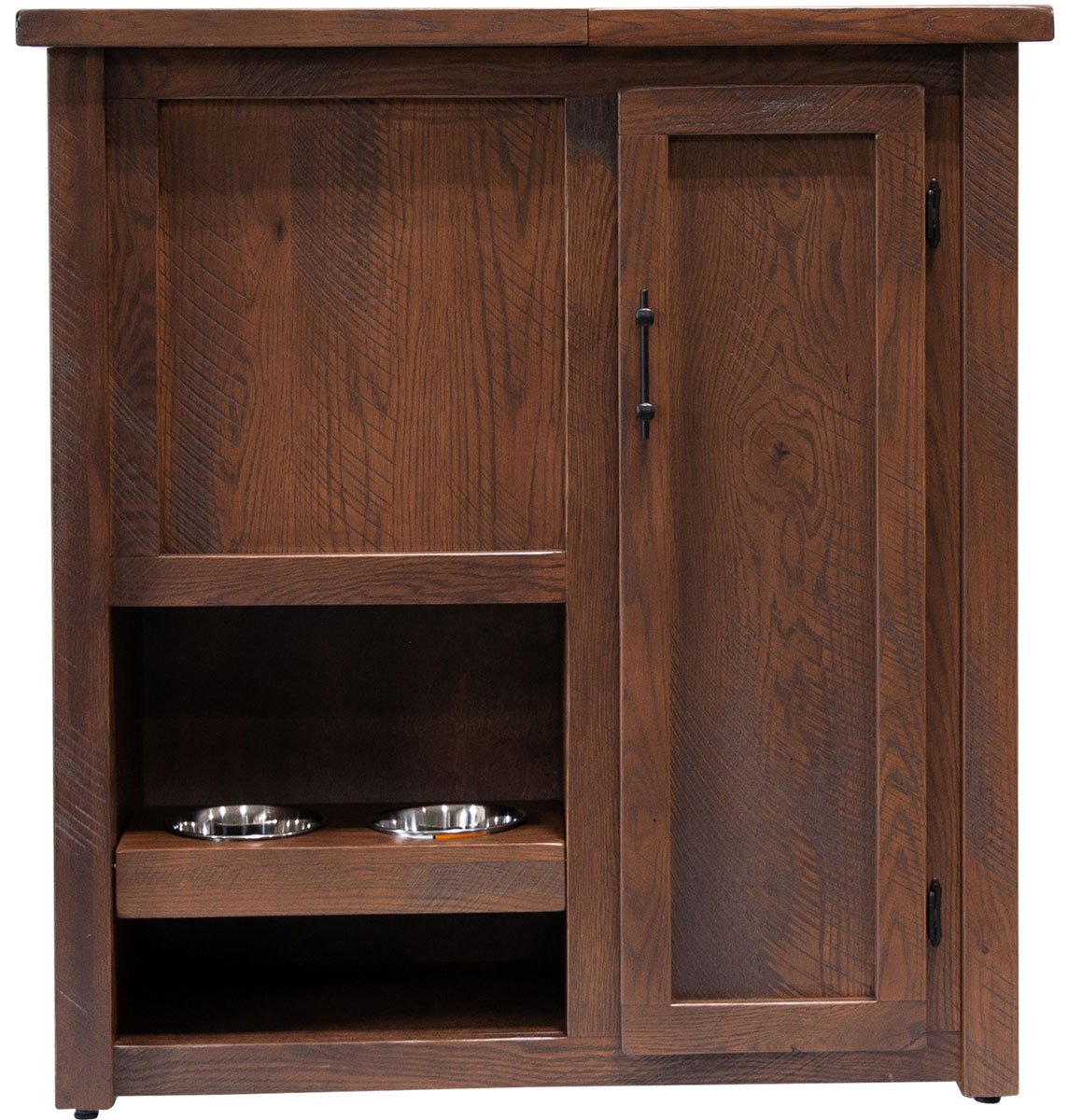 Rustic Pet Armoire with Feeder