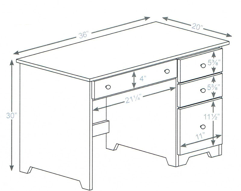 Economy 3 Drawer Laptop Computer Desk Ohio Hardwood Furniture