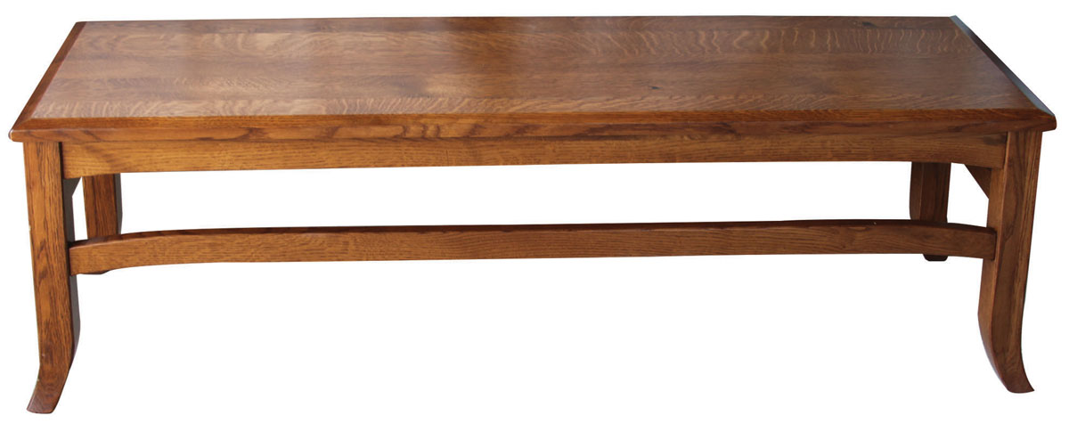 Leighton Bench shown in Rustic Quartersawn White Oak with Copper Stain.