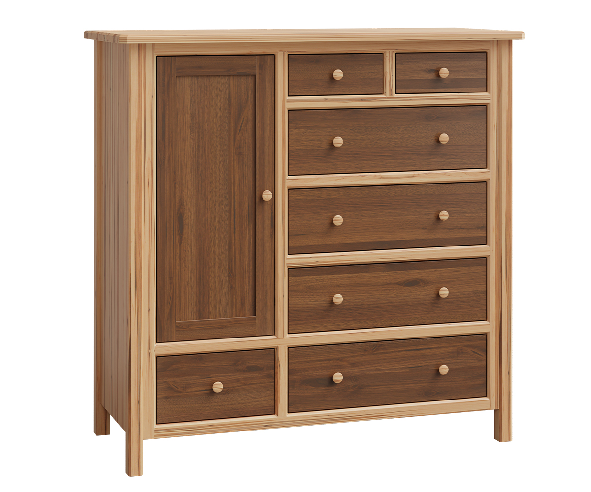 Cornwell Gentleman's Chest in Wormy Maple with Natural Walnut