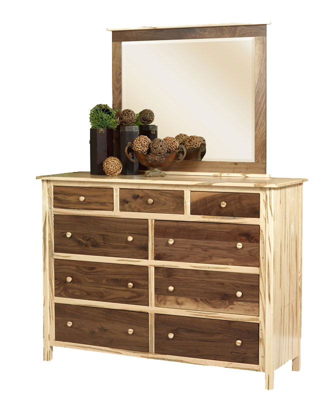 High Dresser and Small Mirror in Wormy Brown Maple and Character Walnut with a Natural Finish (items sold separately)