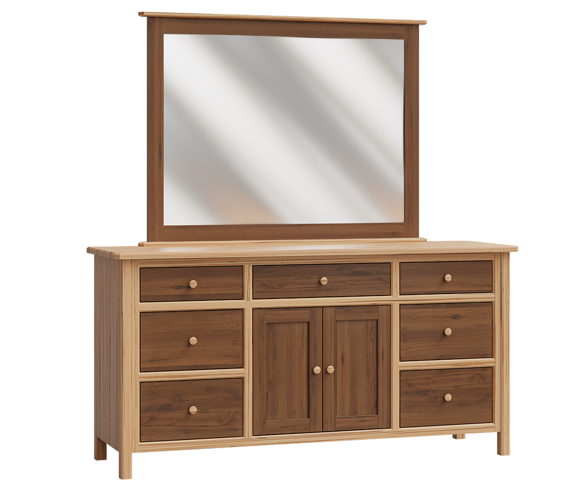 Cornwell Deluxe Dresser and Mirror shown in Wormy Maple with Character Walnut with Natural Finish