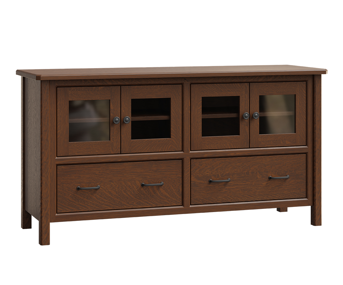 Cornwell Large TV Stand shown in Walnut with Fruitwood Finish