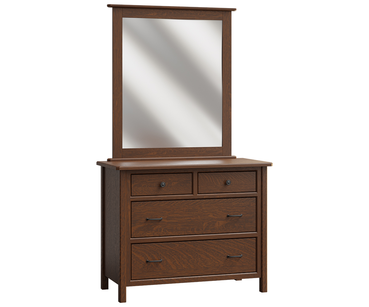 Cornwell Small Dresser and Mirror shown in Walnut with Fruitwood Finish
