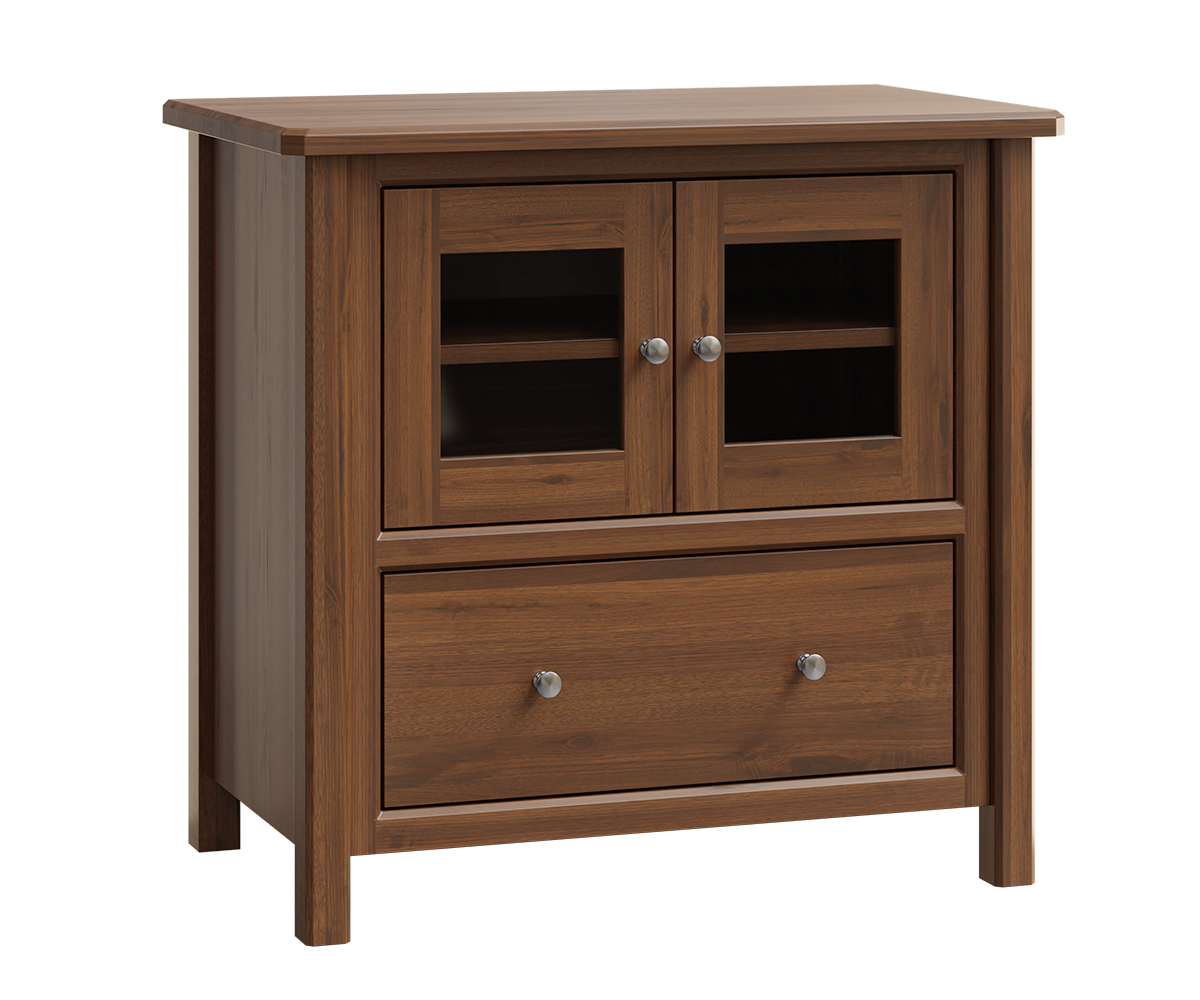 Cornwell Small TV Stand shown in Walnut with Fruitwood Finish