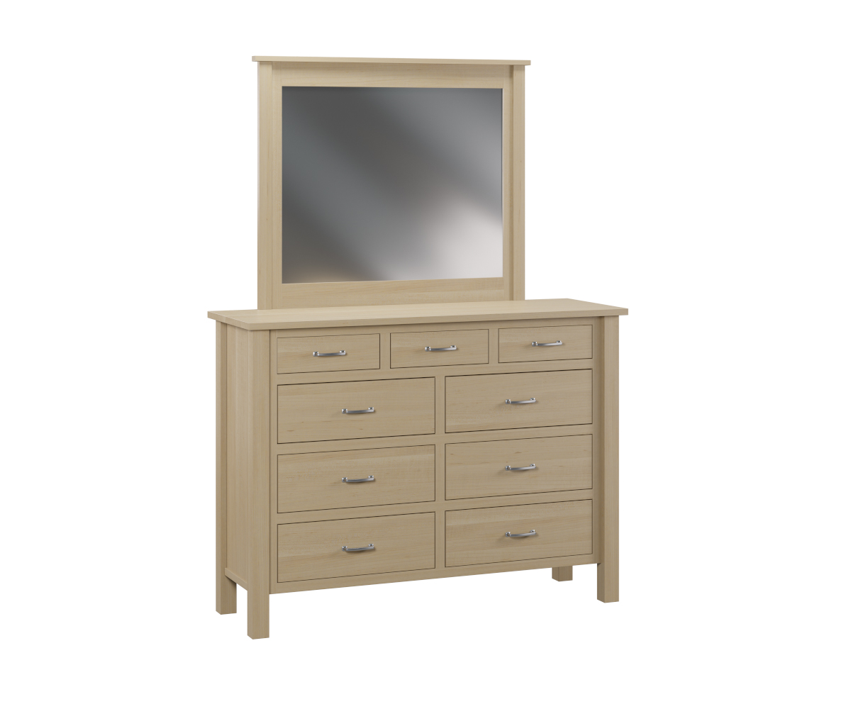 Lindholt Dresser and Mirror Shown in Brown Maple with Natural Finish (Sold Separately)