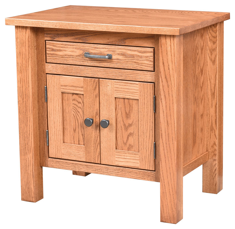 Lindholt 201 One Drawer, Two Door Nightstand in Oak with an OCS-104 Seely Stain