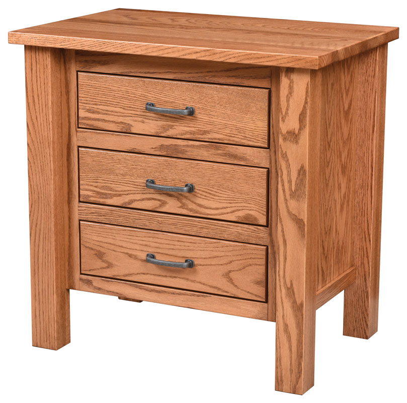 Lindholt 202 Three Drawer Nightstand in Oak with an OCS-104 Seely Stain