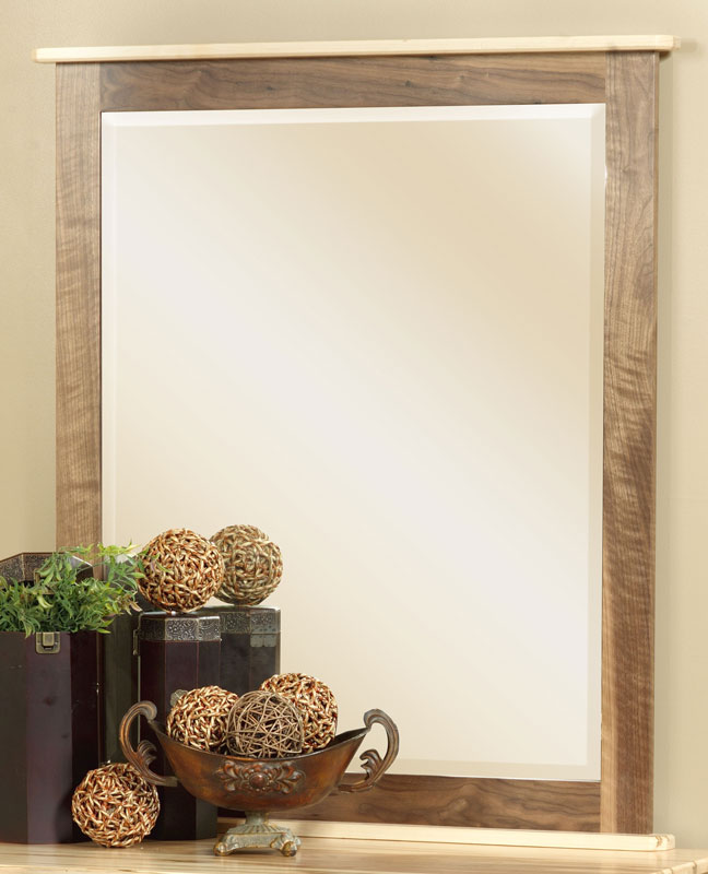 Small Mirror 13A in Wormy Brown Maple and Character Walnut with a Natural Finish
