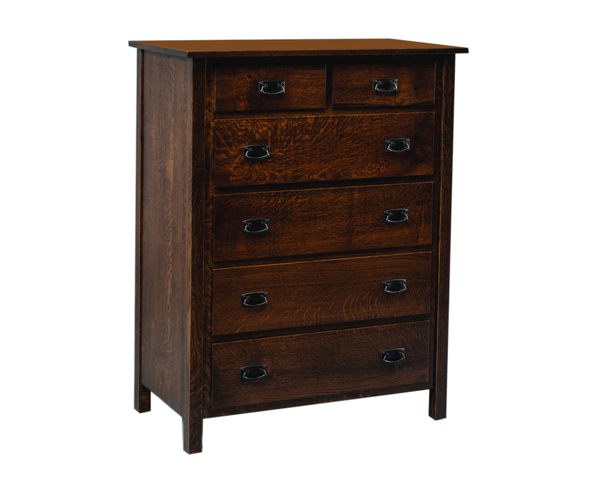 Elkins Chest of Drawers Shown in Rustic Quartersawn White Oak with Briar Finish