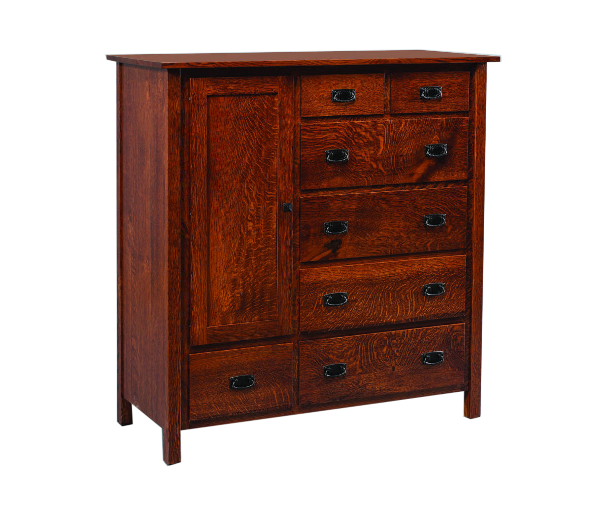 Elkins Mans Chest shown in Rustic Quartersawn White Oak with Golden Brown Finish