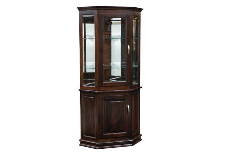 Corner Deluxe with Enclosed Base Curio shown in Brown Maple with OCS-230 Finish.