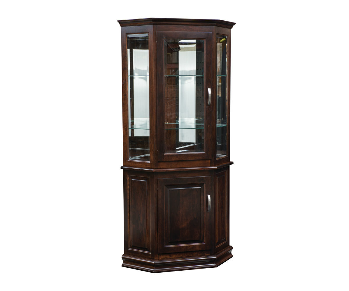 Corner Deluxe with Enclosed Base Curio shown in Brown Maple with OCS-230 Finish.