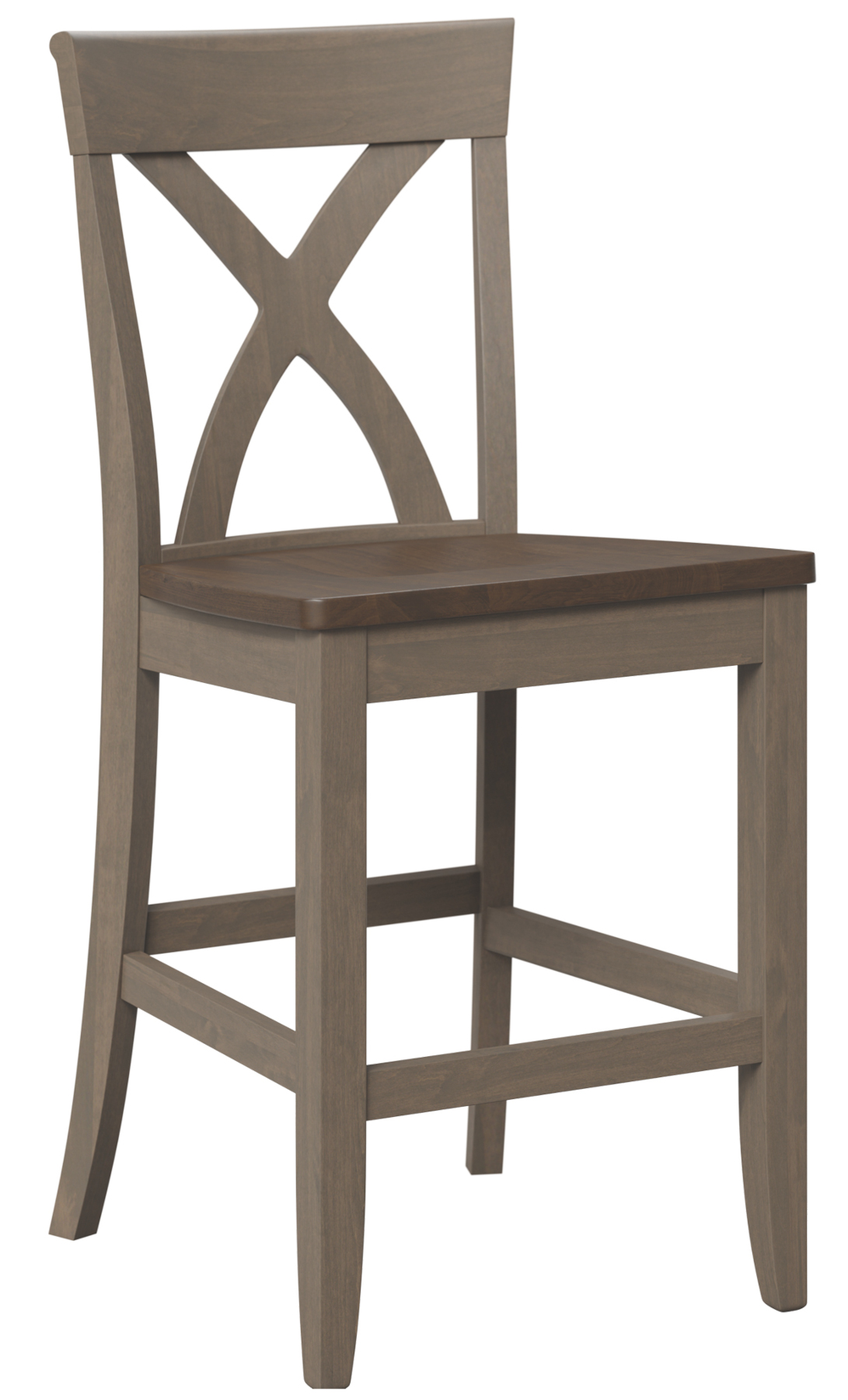 Brooke Side Bar Chair in Brown Maple. Frame in Driftwood Finish and Seat in Cocoa Finish