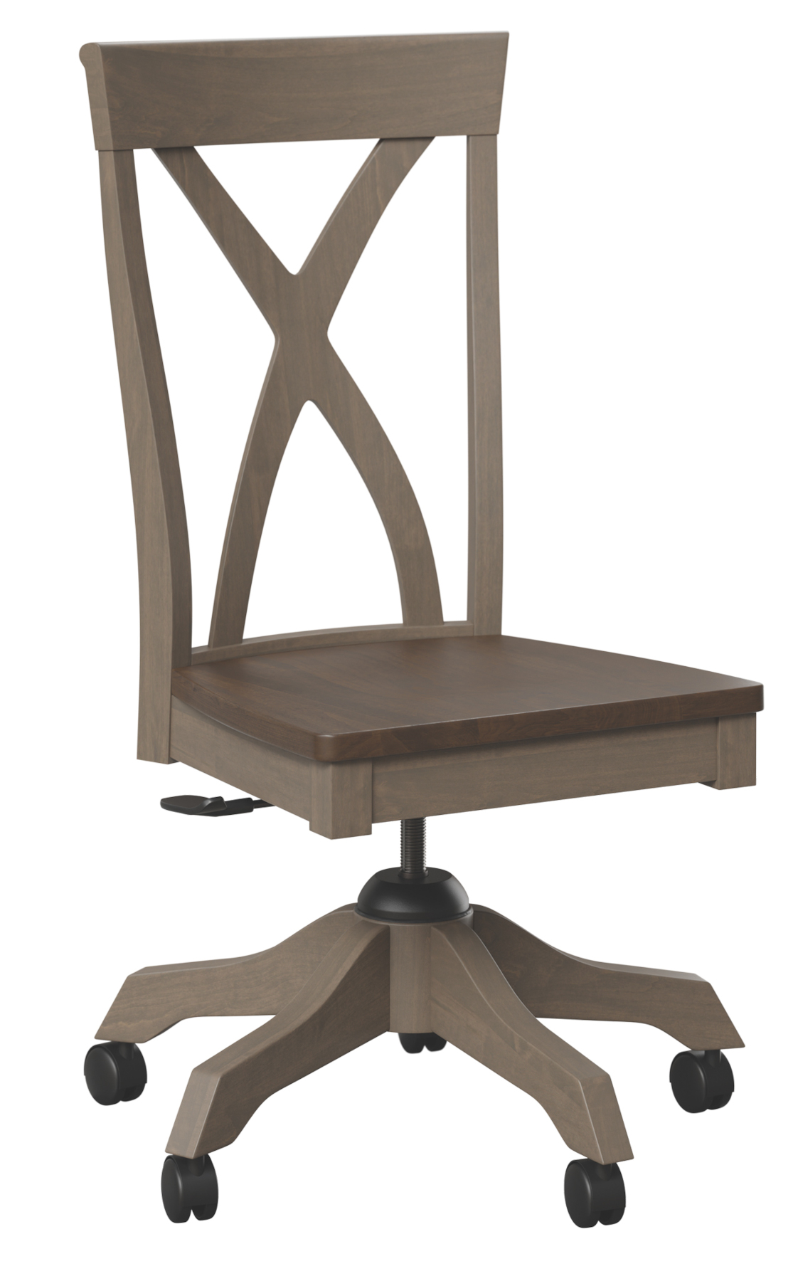 Brooke Office Chair in Brown Maple. Frame in Driftwood Finish and Seat in Cocoa Finish