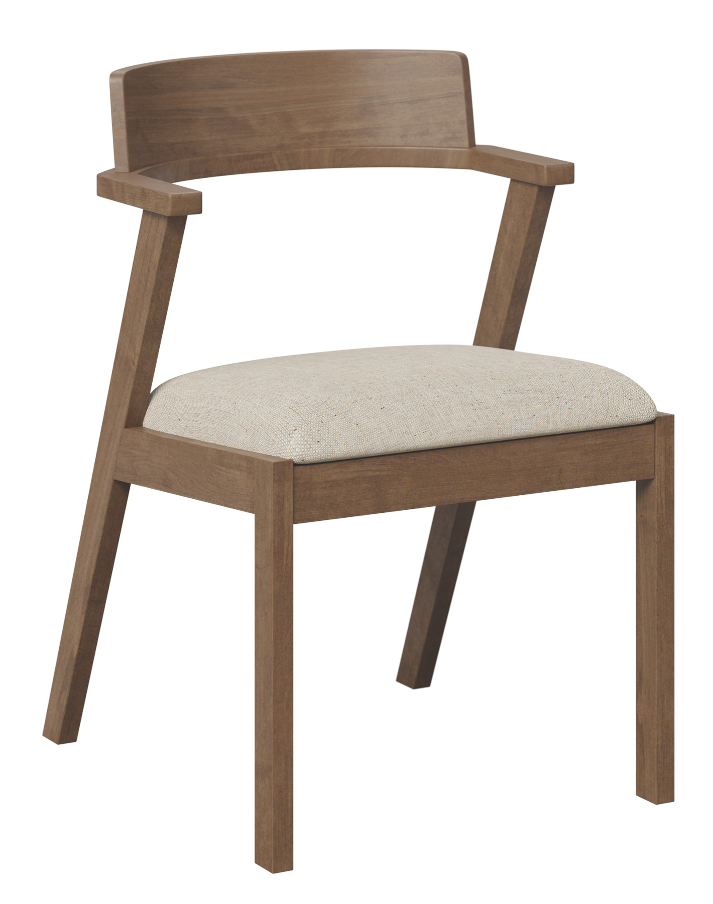 Cordelle Arm Chair in Brown Maple with FC Almond Finish and Fabric Seat