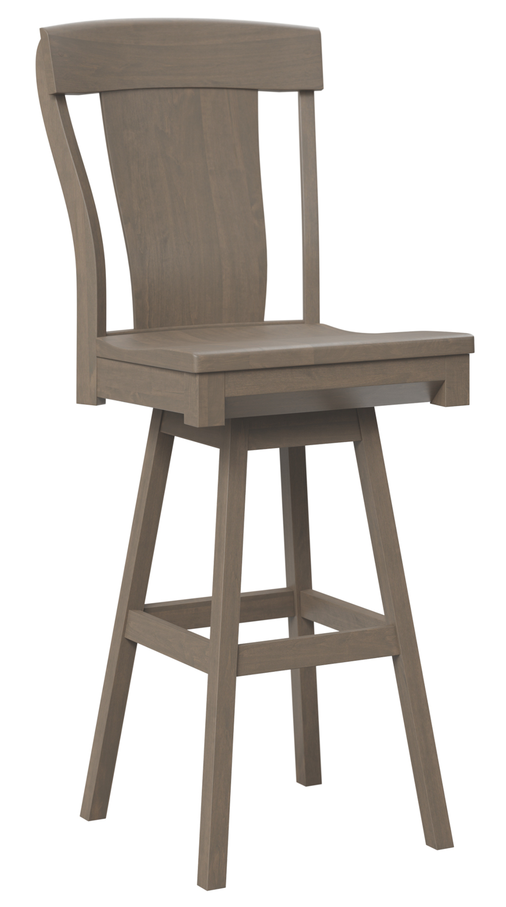 Kowan Swivel Barstool in Brown Maple with Driftwood Finish.