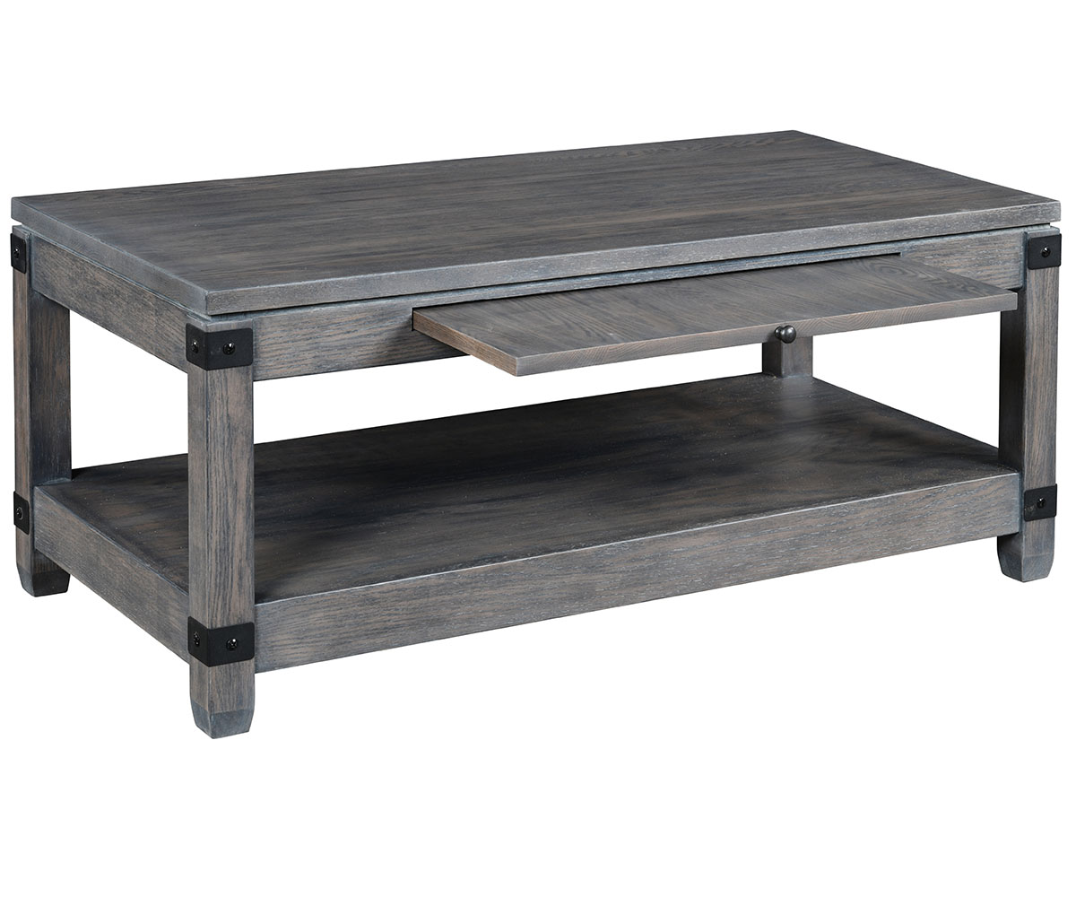 Antigo Cocktail Table with Metal Brackets and Pull Out