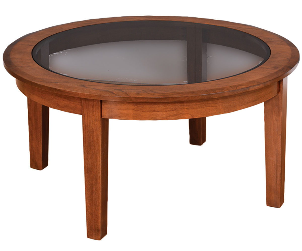 Deluxe Shaker 36" Round Cocktail Table with Smoked Glass Top