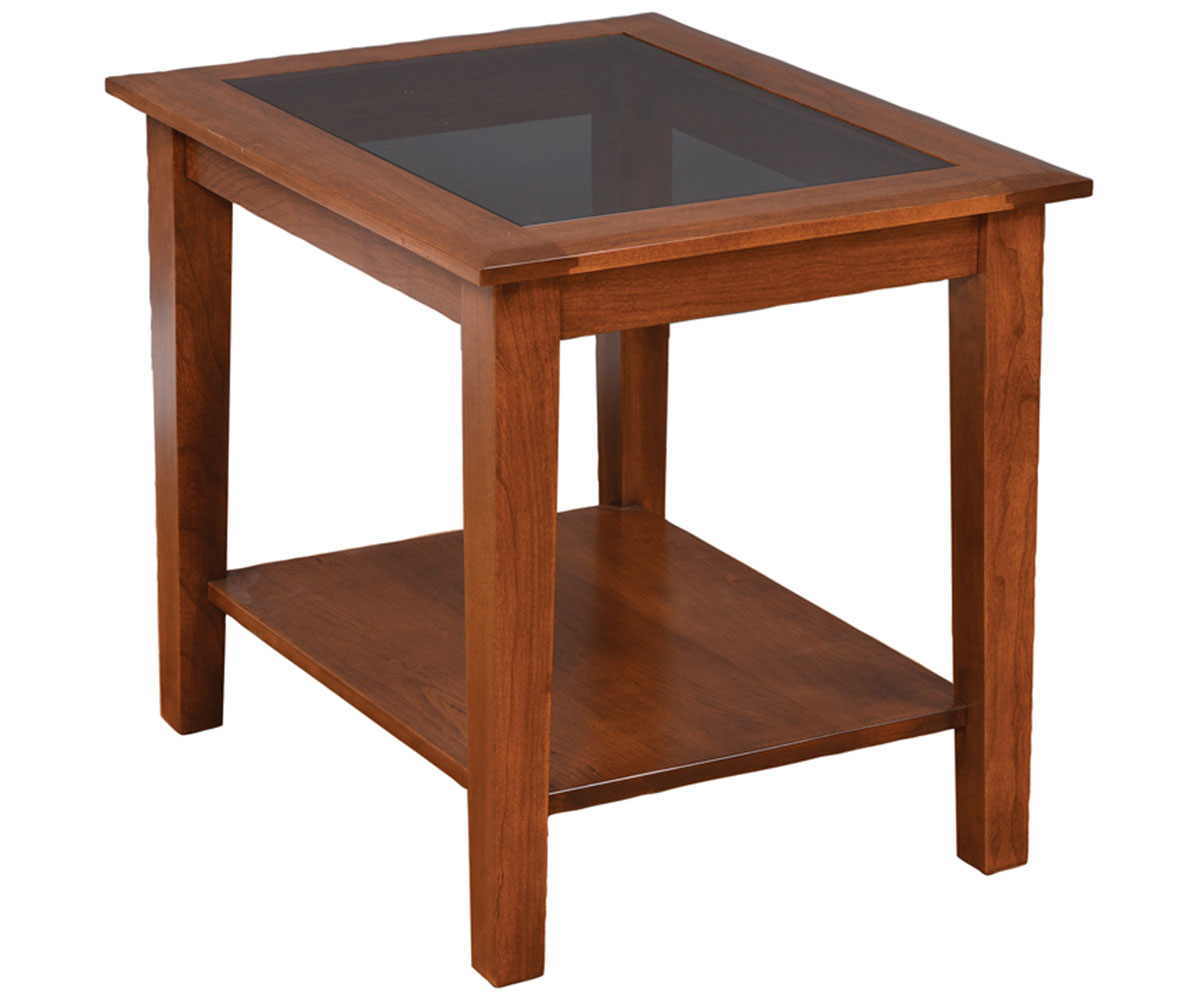 Deluxe Shaker 22" End Table with Smoked Glass Top