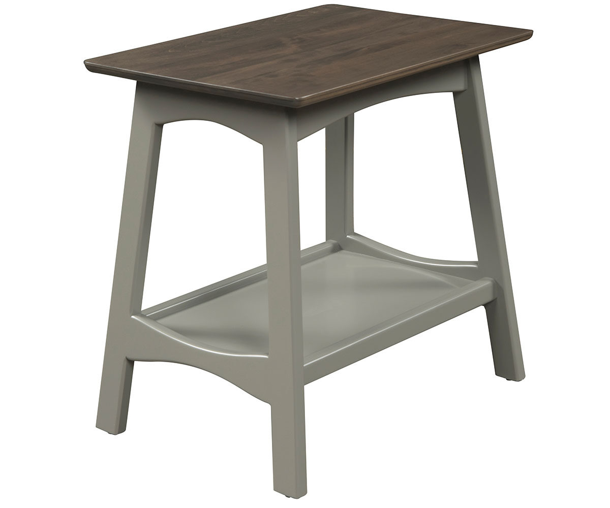 Laurel 17" End Table in Brown Maple with Smoke Top and Sable Gray Base.