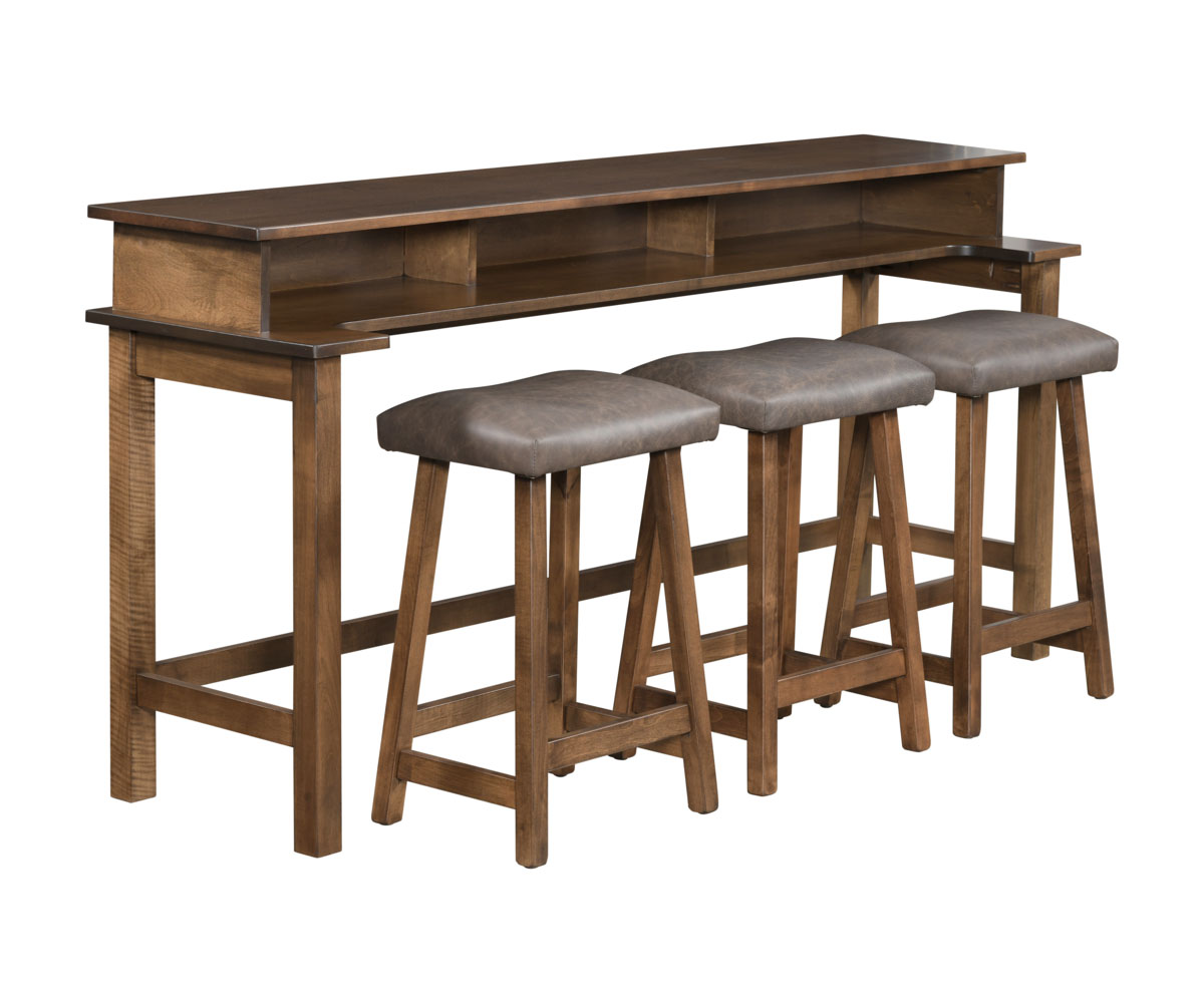 Lotus Barstool Sofa Table (79-2072-36) with 3- Leather Stools