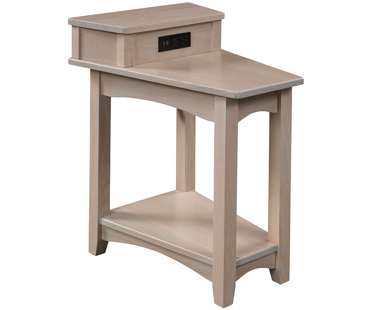 Modern Shaker Wedge End Table with Optional USB Step Top