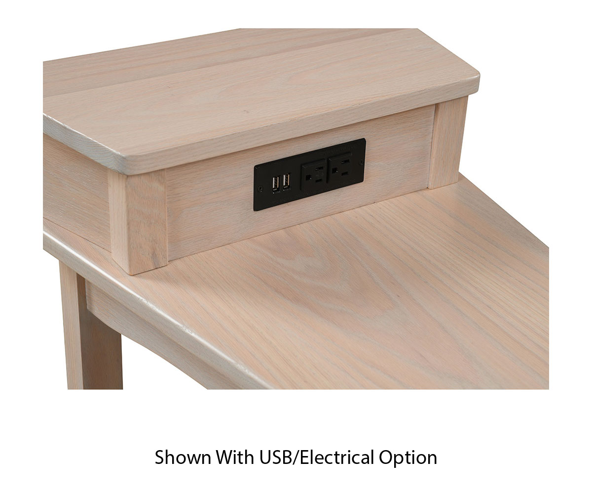 Modern Shaker Wedge End Table with Optional USB Step Top