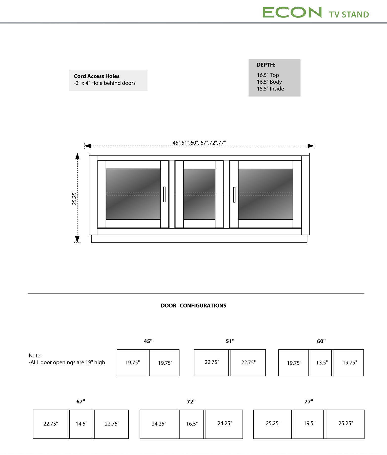 Econ TV Stand Dimensions