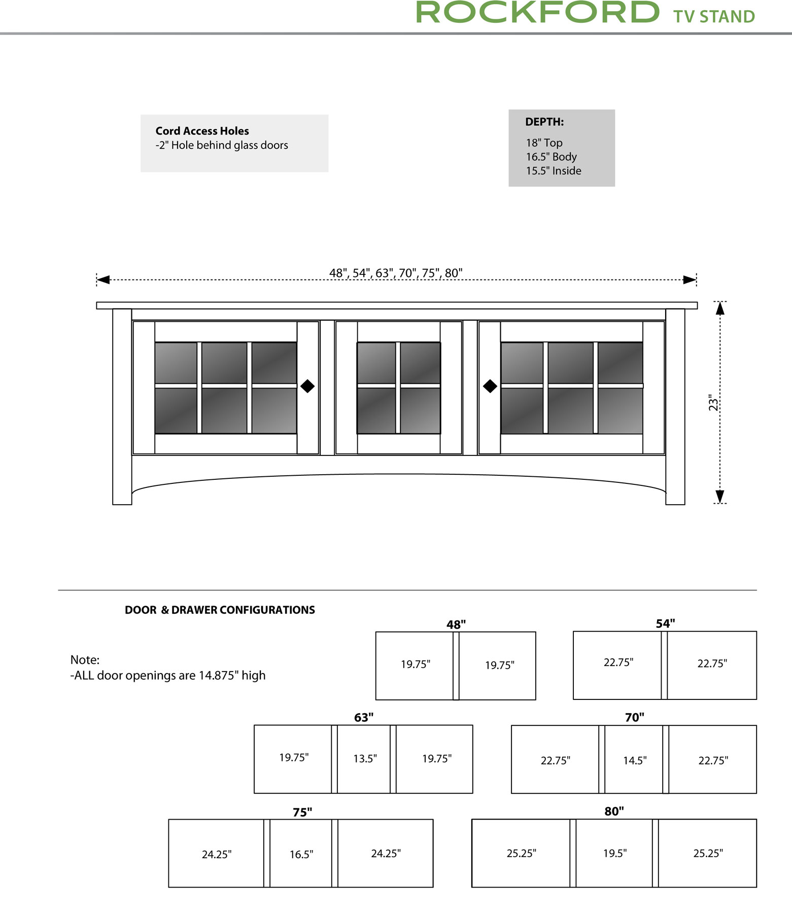 Rockford TV Stand Dimensions