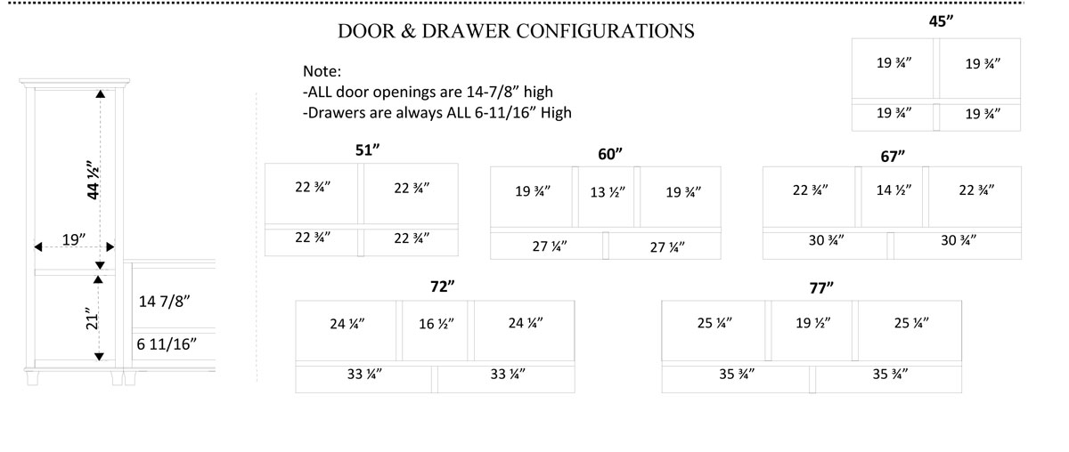 Bourten Wall Unit Door and Drawer Configurations