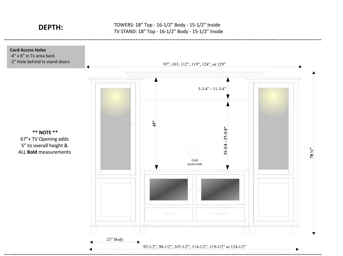 Bourten Wall Unit Overall Dimensions