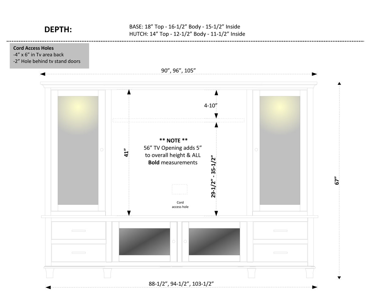 Bourten Hutch Wall Unit Overall Dimensions