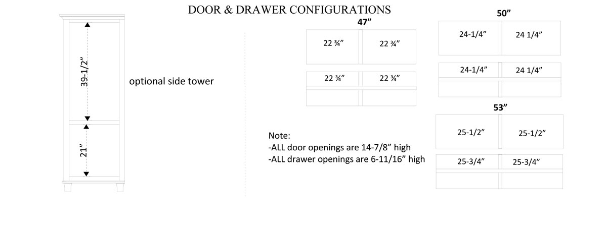 Bourten Magnum Wall Unit Door and Drawer Configurations