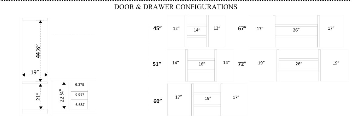 Hilton Wall Unit Drawer and Door Configurations