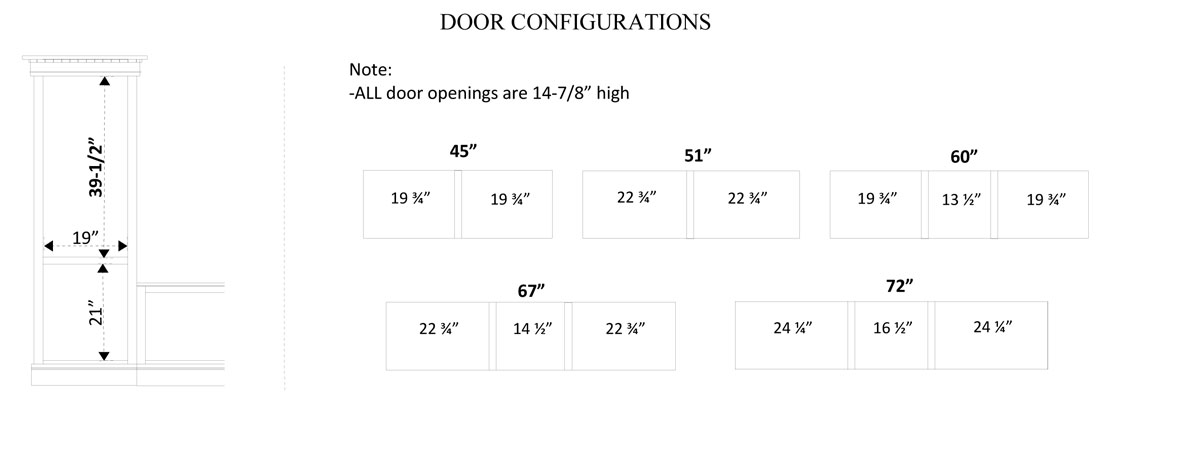 Rockford Bridge Wall Unit Door Configurations