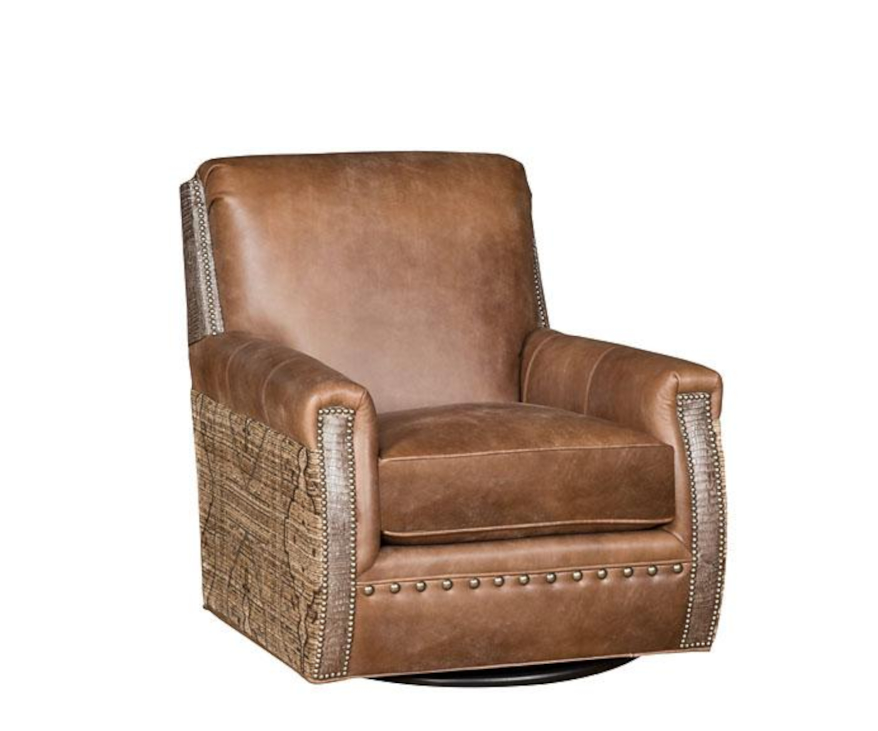 Grant Swivel Chair in Leather & Fabric