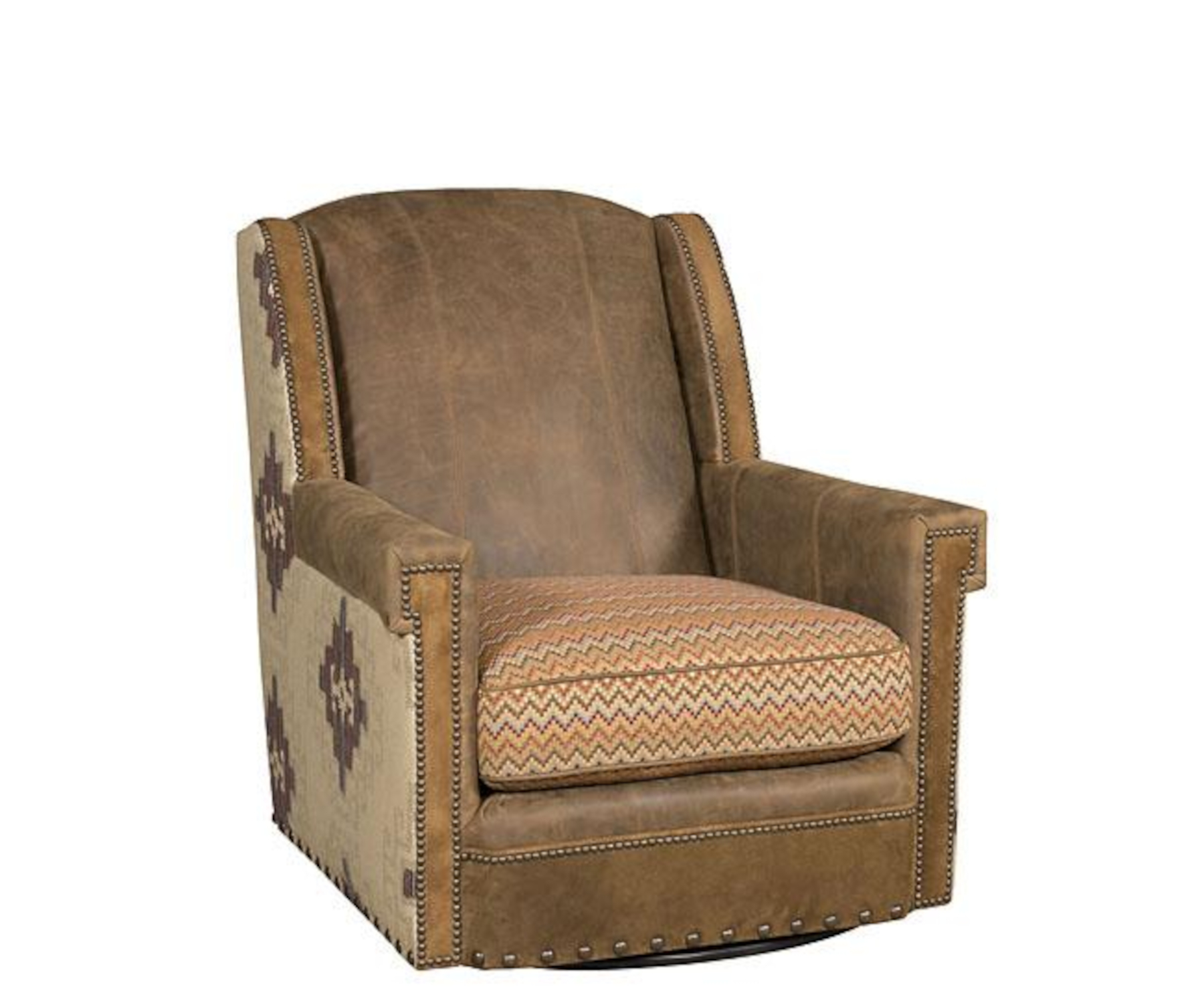 Mustang Swivel Chair in Leather & Fabric