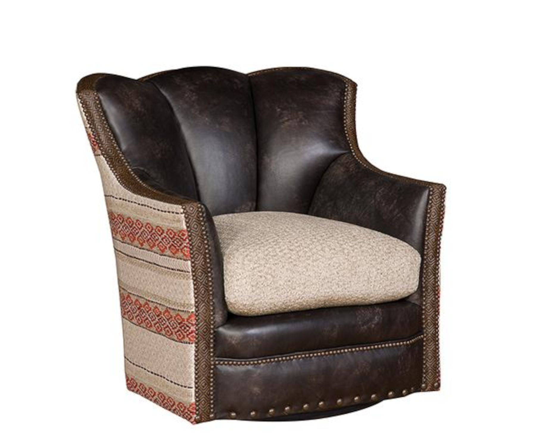 Pecos Swivel Glider in Leather & Fabric