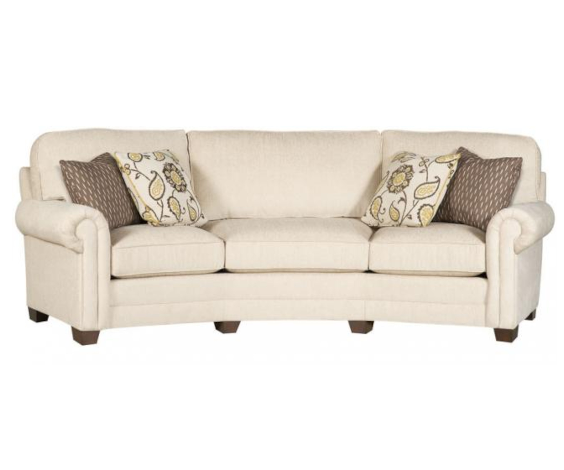 Winston 7465-PLM-F Conversation Sofa in Fabric. Shown with Panel Arm, Loose Back, Modern Base