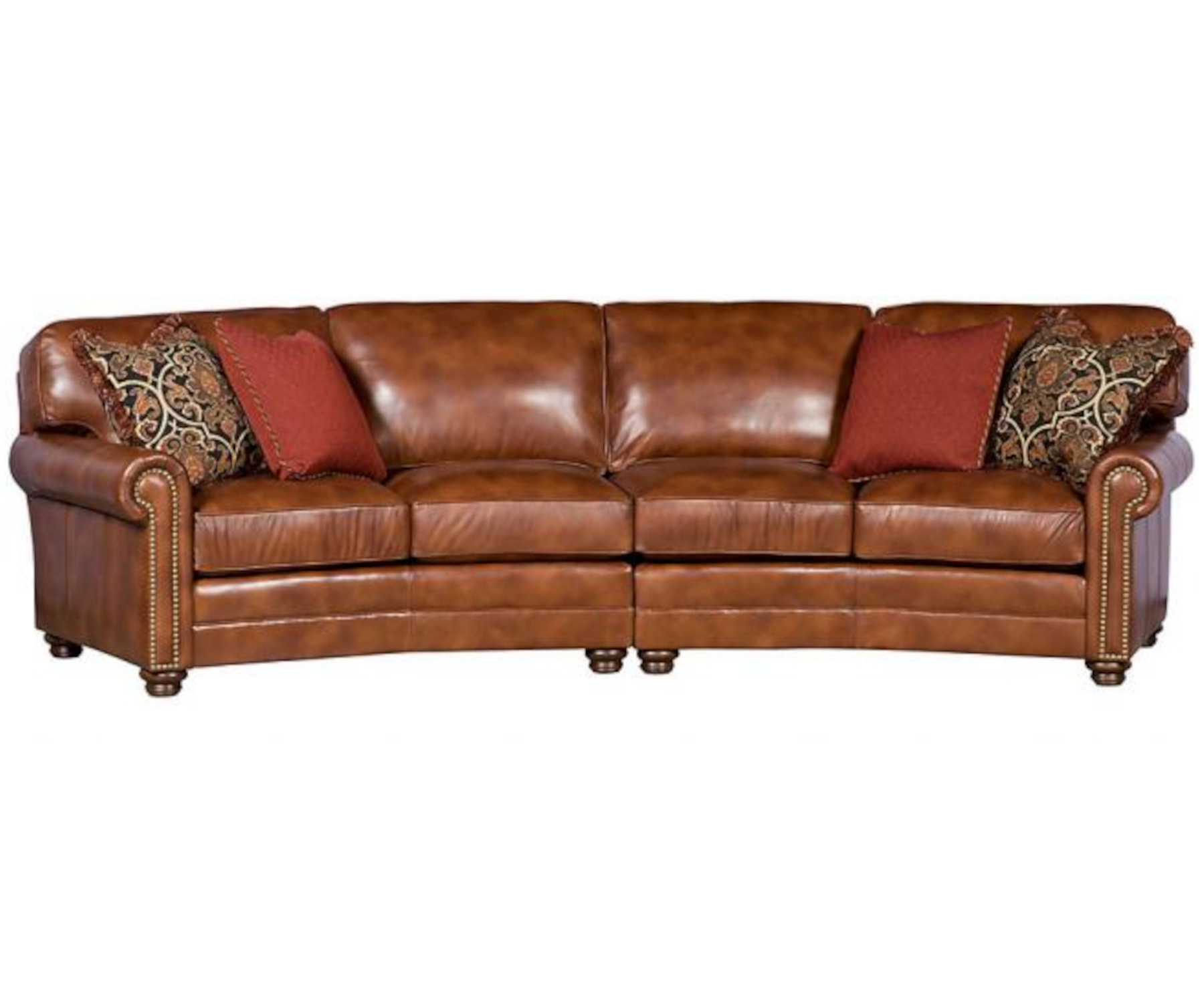 Winston Leather Sectional shown with Panel Arm, Attached Back, and Turned Leg.